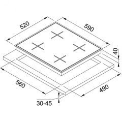 FRANKE SMART LİNEAR SQUARE FHNS 604 4G BK C CRİSTALLO NERO CAM OCAK