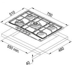 FRANKE SMART LİNEAR SQUARE FHNS 905 4G TC BK C CRİSTALLO NERO OCAK