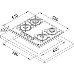 FRANKE MARİS FHMA 604 4G ML E SİYAH+ İNOX CAM OCAK