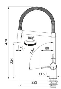 FRANKE ACTİVE PLUS SEMİ PRO MATT BLACK DUŞLAMALI SPİRALLİ ARMATÜR