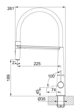 FRANKE ICON SEMİ PRO MATT BLACK DUŞLAMALI SPİRALLİ ARMATÜR