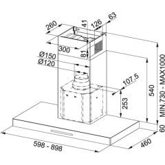 FRANKE MYTHOS FCR 925 TC BK XS DUVAR TİPİ PASLANMAZ ÇELİK DAVLUMBAZ