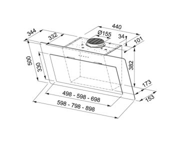 FRANKE FNO 605 BK BLACK GLASS MARİS NEO DUVAR TİPİ DAVLUMBAZ
