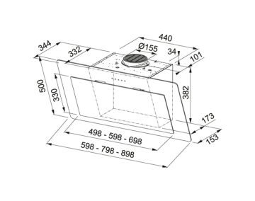 FRANKE FNO 905 BK BLACK GLASS MARİS NEO DUVAR TİPİ DAVLUMBAZ