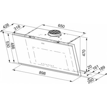 FRANKE FMY 907 FM BK/XS BLACK GLASS+INOX MYTHOS PRO DUVAR TİPİ DAVLUMBAZ