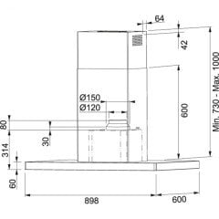 FRANKE MYTHOS FCR 925 I TC BK XS LED SİYAH ADA TİPİ DAVLUMBAZ