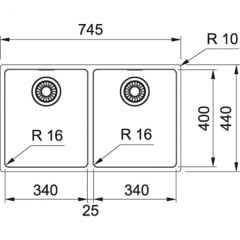 FRANKE MARİS MRX 120-34-34 PASLANMAZ ÇELİK 2 GÖZÜ EVYE