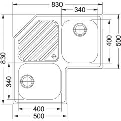 FRANKE KÖŞE PNX 621-E PASLANMAZ ÇELİK KÖŞE EVYE