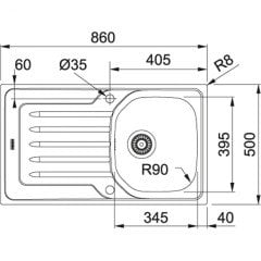 FRANKE ONDA LİNE OLX 611-L PASLANMAZ ÇELİK SOL DAMLALIKLI EVYE