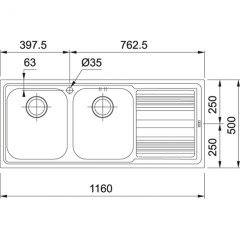 FRANKE LOGİCA LİNE LLX 621 PASLANMAZ ÇELİK SOL DAMLALIKLI