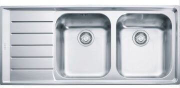 FRANKE NEPTUN NET 621 MİKRODEKOR 2 GÖZLÜ SOL DAMLALIKLI ÇELİK EVYE