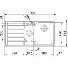 FRANKE NEPTUN SLİMTOP NEX 251 PASLANMAZ ÇELİK SOL DAMLALIKLI EVYE