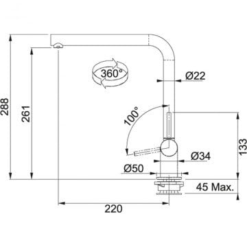 FRANKE NEPTUNE STYLE WİNDOW SPİRALSİZ KROM PENCERE ÖNÜ ARMATÜR