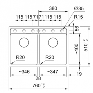 FRANKE MARİS MRG 620-35-35 TL MATT BLACK MARİS TEZGAH ÜSTÜ EVİYE