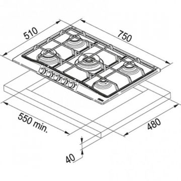 FRANKE CLASSİCLİNE FCH 755 4G TC C NERO ANKASTRE OCAK