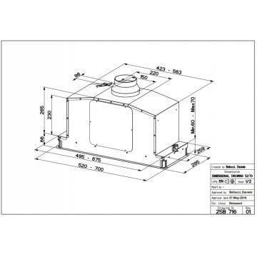 FRANKE FABER EV8+X A70 PASLANMAZ ÇELİK IN-LIGHT  70 CM ASPİRATÖR