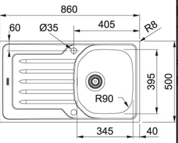 FRANKE OLL 611 SOL DEKORLU EVİYE