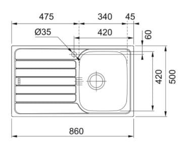FRANKE SPARK SKX 611 PASLANMAZ ÇELİK SOL DAMLALIKLI EVYE