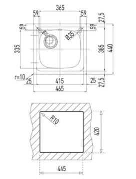 TEKA E50 1B (46,5 X 44) PASLANMAZ ÇELİK EVİYE