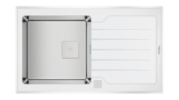 TEKA DIAMOND RS15 1B 1D 86 (WST WHITE) TEK HAZNE VE TEK DAMLALIKLI CAM EVİYE