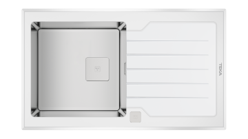 TEKA DIAMOND RS15 1B 1D 86 (WST WHITE) TEK HAZNE VE TEK DAMLALIKLI CAM EVİYE