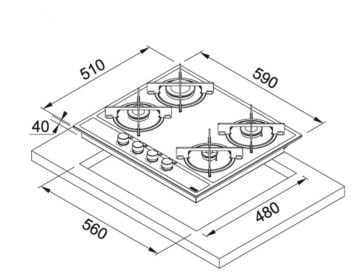 TEŞHİR FRANKE MARİS FHMA 604 4G ML E SİYAH+ İNOX CAM OCAK