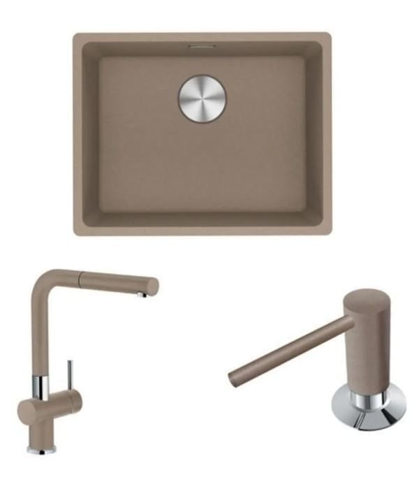 FRANKE MARIS MRG 110-52 OYSTER EVİYE+ACTIVE PLUS DOCCIA ARMATÜR&SABUNLUK SET KAMPANYA