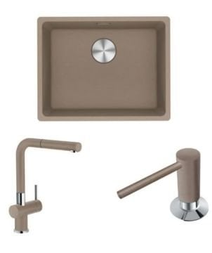 FRANKE MARIS MRG 110-52 OYSTER EVİYE+ACTIVE PLUS DOCCIA ARMATÜR&SABUNLUK SET KAMPANYA