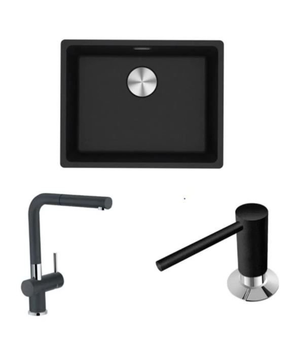 FRANKE MARIS MRG 110-52 NERO GRANİT EVİYE ACTIVE PLUS DOCCIA ARMATÜR&SABUNLUK SET KAMPANYA