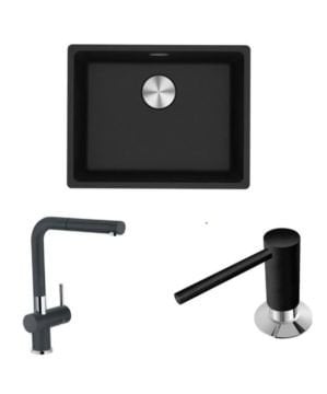 FRANKE MARIS MRG 110-52 NERO GRANİT EVİYE ACTIVE PLUS DOCCIA ARMATÜR&SABUNLUK SET KAMPANYA