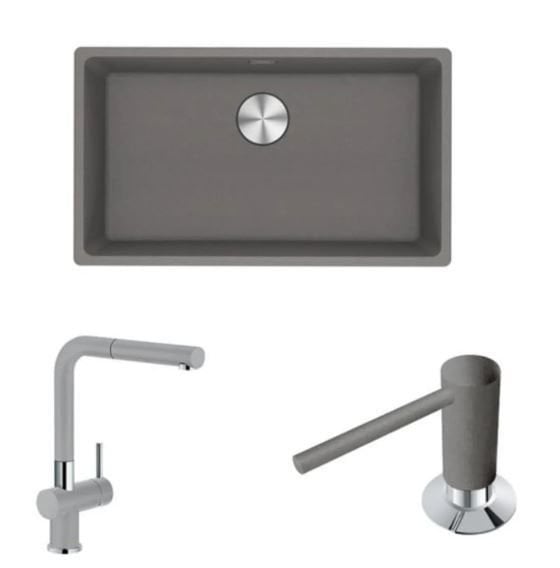 FRANKE MARIS MRG 110-72 STONE GREY EVİYE ACTIVE PLUS DOCCIA ARMATÜR&SABUNLUK SET KAMPANYA