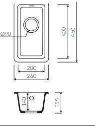 TEŞHİR MARMORİN FADO 260 0,5K TEK GÖZLÜ SİYAH EVİYE