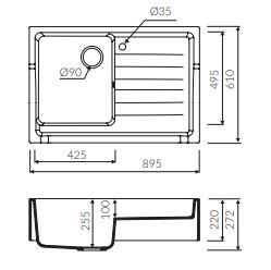 TEŞHİR MARMORİN RUBID 895 1KO TEK FÖZLÜ DAMLALIKLI BEYAZ EVİYE