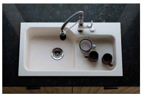 TEŞHİR MARMORİN AKO 800 1KO TEK GÖZLÜ DAMLALIKLI BEYAZ EVİYE