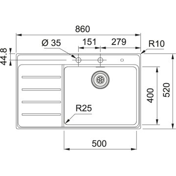 FRANKE MYTHOS MYX 211-86TPL SOL DAMLALIKLI MYTHOS İNOX EVİYE