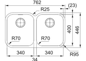 FRANKE SRX 120-34-34  TEZGAH ALTI ÇELİK EVİYE