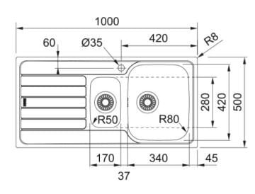 FRANKE SKX 651 SOL DAMLALIKLI  EVİYE