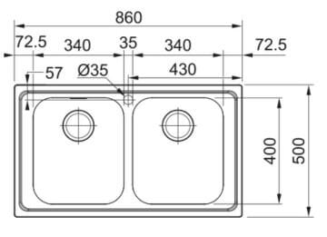 FRANKE SRX 620-86 ÇELİK EVİYE