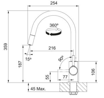 FRANKE Lina J XL Doccia KROM ARMATÜR