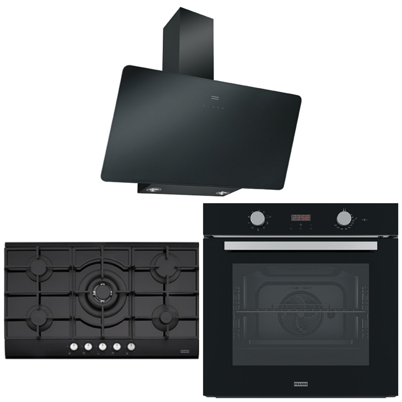 FRANKE FPJ 915 V BK A BLACK DAVLUMBAZ FHNG 905 4G TC HE BK C BLACK OCAK FSL 86 H BK BLACK FIRIN ANKASTRE SET