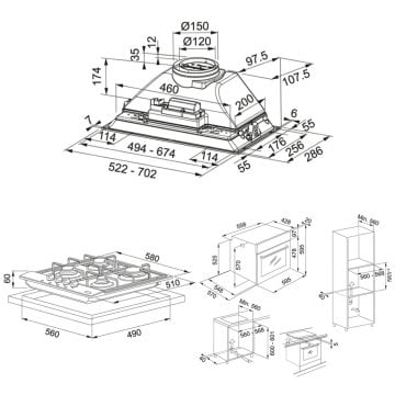 FRANKE FBI 525 GR/500 ANKASTRE BOX ASPİRATÖR FHNL 604 4G X E İNOX SMART LİNEAR OCAK FSL 82 H XS BLACK GLASS/İNOX SMART LİNEAR FIRIN ANKASTRE SET