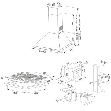 FRANKE FDL  9065 XS/900 İNOX LİNFA DAVLUMBAZ FHNL 705 4G TC XS E OCAK FSL 82 H XS BLACK GLASS/İNOX FIRIN ANKASTRE SET