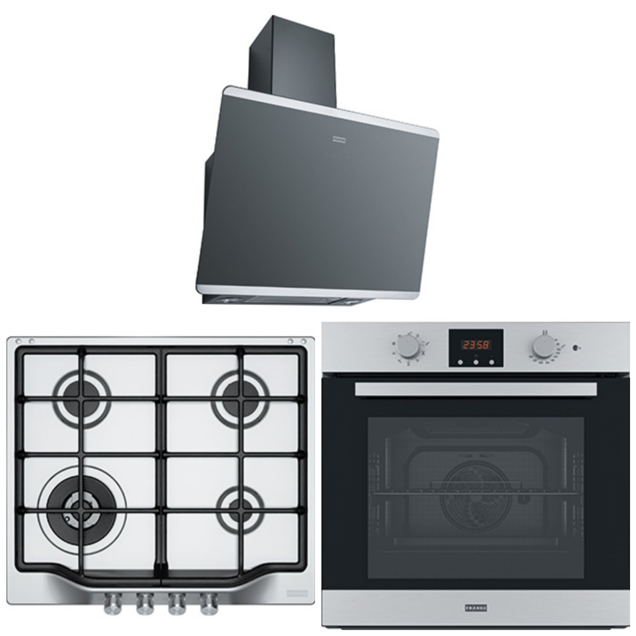 FRANKE FHTL 604 3G TC XS C İNOX OCAK FSL 86 H XS İNOX FIRIN FPJ 615 V BK/SS DAVLUMBAZ ANKASTRE SET