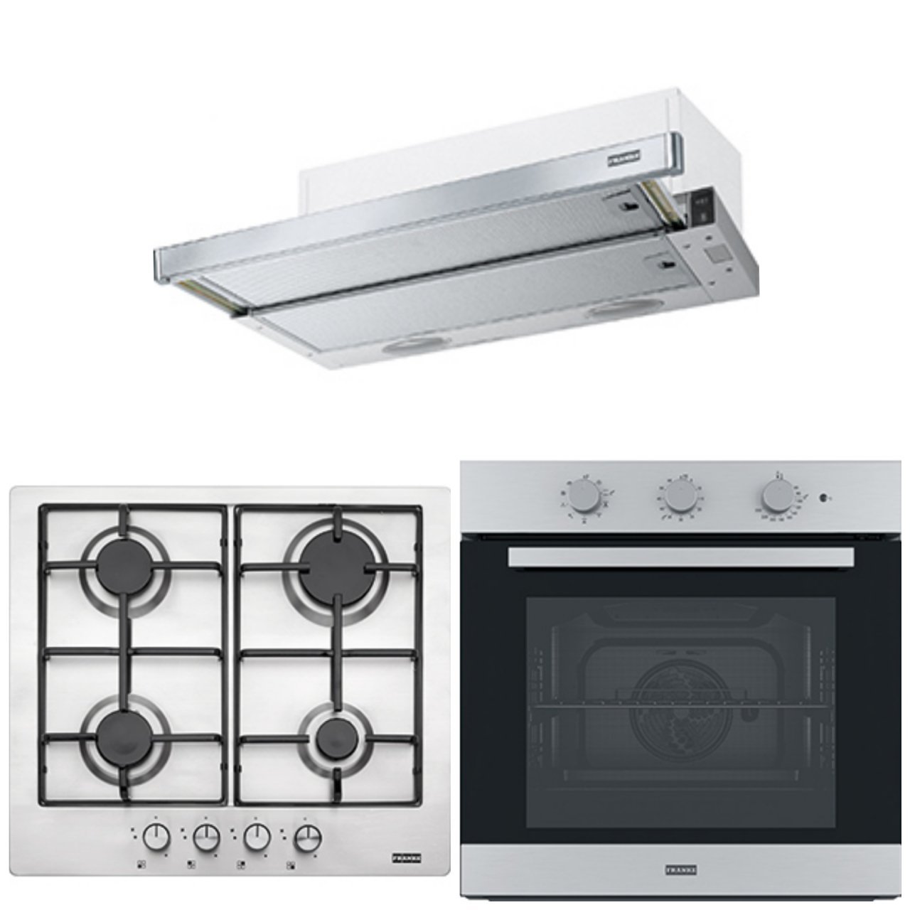 FRANKE FTC 6032 GR/XS V2/600 İNOX SÜRGÜLÜ ASPİRATÖR FHNL 604 4G X E İNOX OCAK FSL 82 H XS İNOX FIRIN ANKASTRE SET