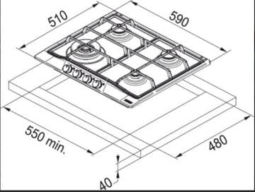 FRANKE FCH 604 4G TC ON Nero OCAK