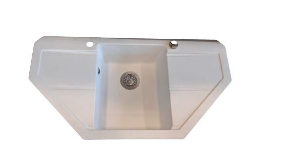 TEŞHİR MARMORİN BARİO 960 KÖŞE GRANİT EVYE 1 GÖZLÜ DAMLALIKLI BEYAZ EVİYE