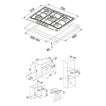 FRANKE FHTL 755 4G TC XS  C OCAK FSL 82 H XS FIRIN 2Lİ İNOX ANKASTRE SET​