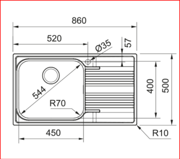 FRANKE SRX 611-86 LB SAĞ DAMLALIKLI EVİYE