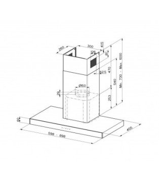 FRANKE FABER SMART X/V A60 PASLANMAZ ÇELİK/SİYAH CAM DAVLUMBAZ