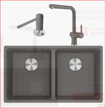 FRANKE MARIS MRG 120-35-35 STONE GREY KAMPANYALI GRANİT EVİYE SETİ